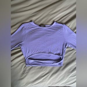 Forever 21 form fitting cropped light blue long sleeve in a women’s size small.